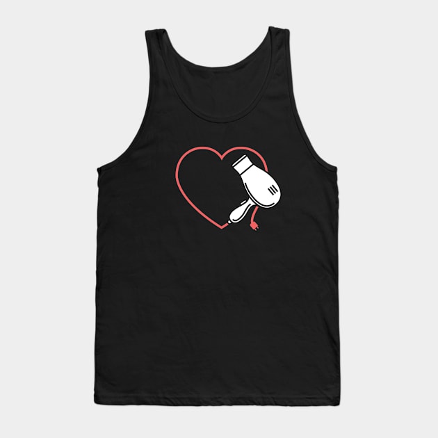 Hair Dryer Love - Cute Hair Stylist Design Tank Top by zap